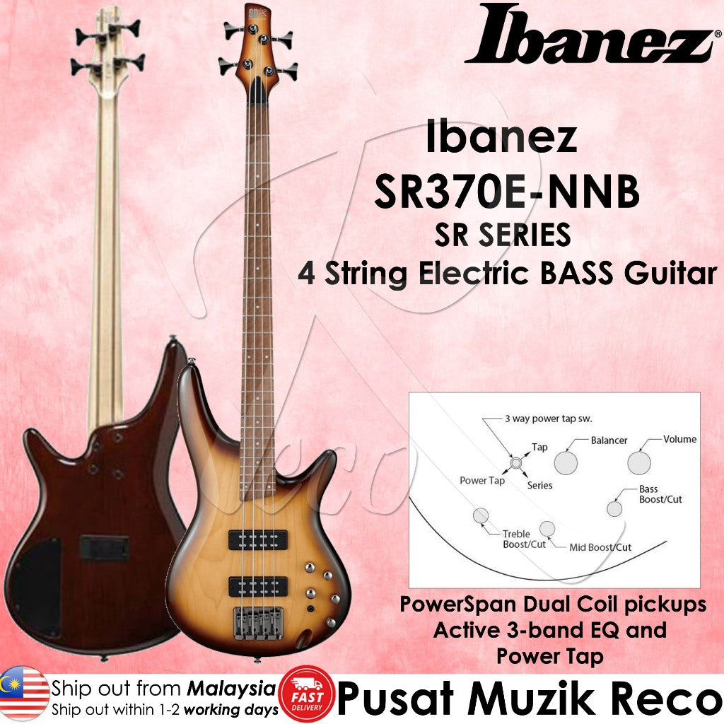 Ibanez SR370E-NNB SR Series Electric Bass, Natural Browned Burst  - Reco Music Malaysia