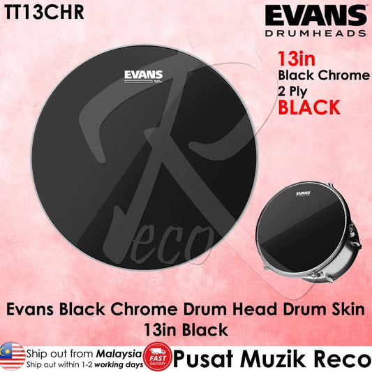 *Evans TT13CHR Black Chrome Tom Batter Head, 13 inch - Reco Music Malaysia