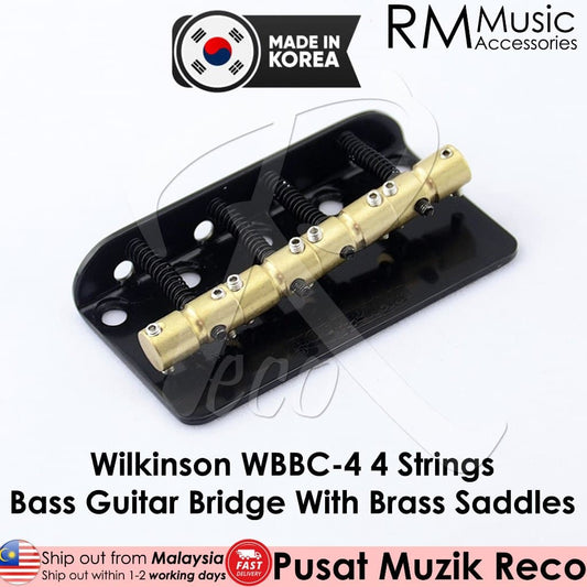 *Wilkinson WBBC Black Vintage Bass Guitar Bridge, Brass Saddles - Reco Music Malaysia