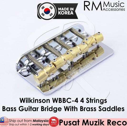 *Wilkinson WBBC Chrome Vintage Bass Guitar Bridge, Brass Saddles - Reco Music Malaysia
