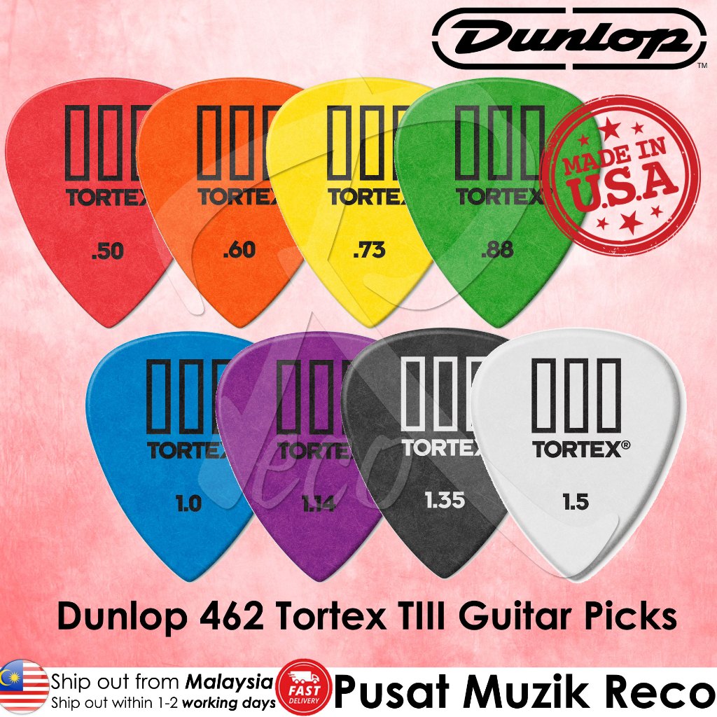 Jim Dunlop 462 Tortex Tiii T3 Guitar Picks – Multiple Thicknesses