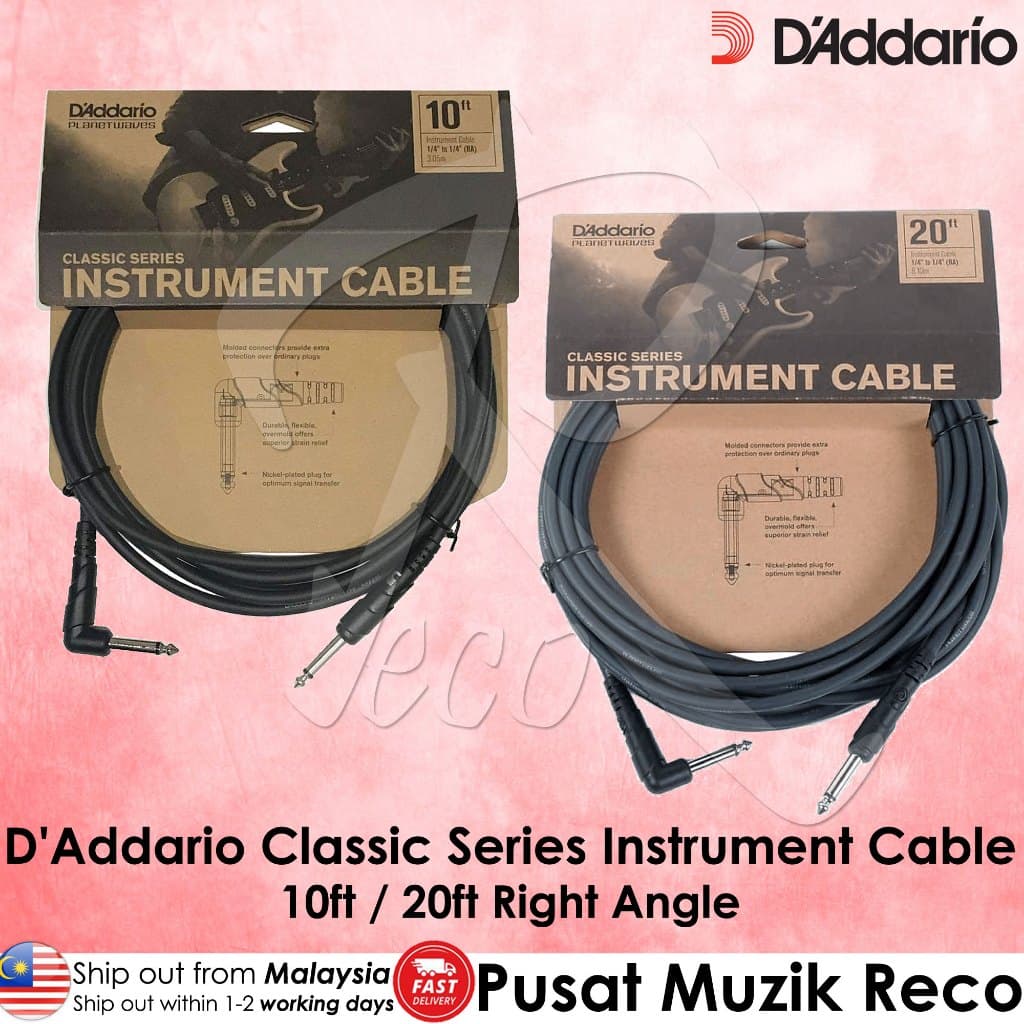 *D'Addario Planet Waves PW-CGTRA-20 20' Classic Series Instrument Cable - Reco Music Malaysia