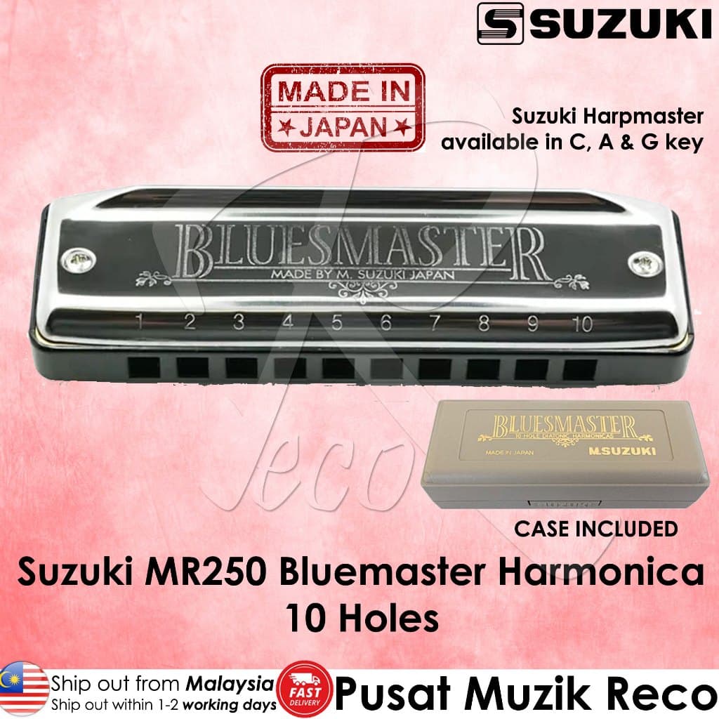*Suzuki MR250 Bluesmaster 10 Hole Diatonic Harmonica - Reco Music Malaysia
