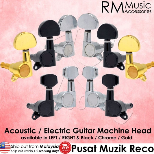 RM Acoustic Electric Guitar SINGLE Machine Head Tuning Peg (Black / Chrome / Gold) - Reco Music Malaysia