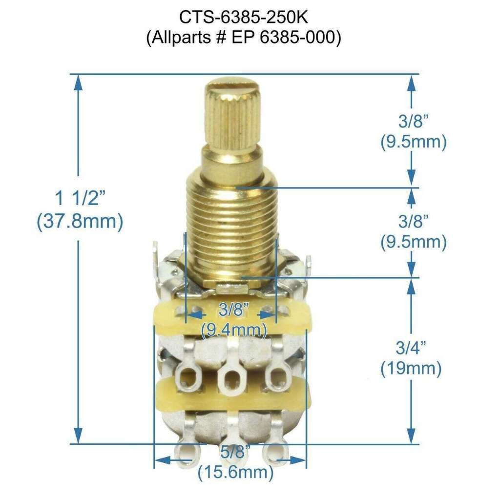 Allparts EP-6386-000 CTS 500K Balance-Blend Detent Linear Pot - Reco Music Malaysia
