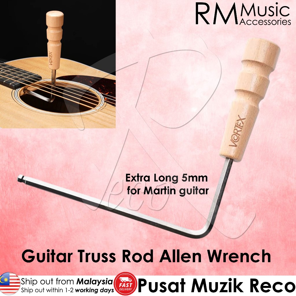 RM Guitar Long Truss Rod Wrench with Wooden Handle – 4mm & 5mm Allen Key for Martin & Standard Guitars