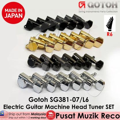 Gotoh SG381-07 C/BK Electric Guitar Machine Head SET Tuners 6 in Line, COSMO BLACK - Reco Music Malaysia