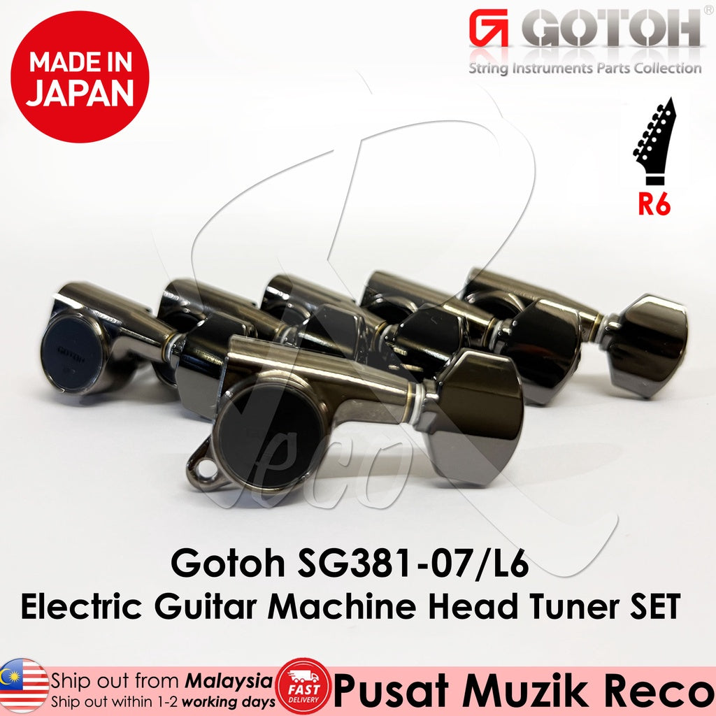 Gotoh SG381-07 C/BK Electric Guitar Machine Head SET Tuners 6 in Line, COSMO BLACK - Reco Music Malaysia