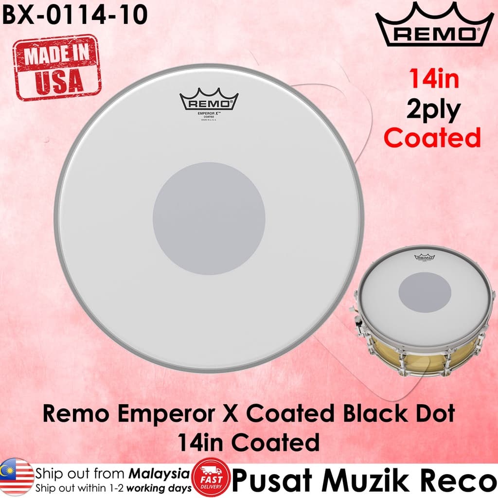 *Remo BX-0114-10 Emperor X Coated Snare Drum Head 14" - Reco Music Malaysia