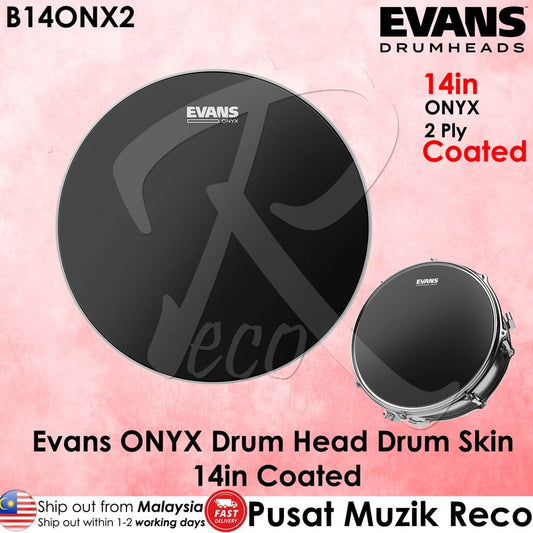 *Evans B14ONX2 ONYX FROSTED 14" Drumhead - Reco Music Malaysia