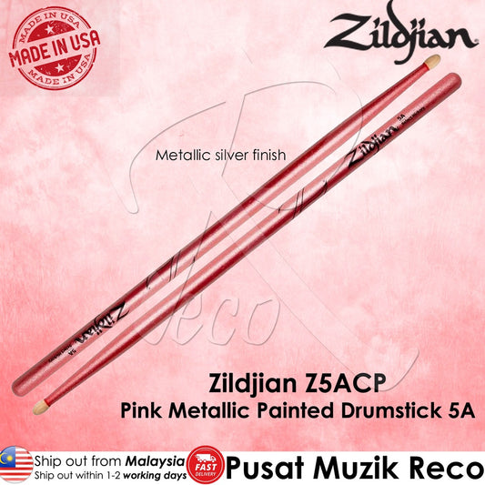 Zildjian Z5ACP Chroma Series 5A Wood Tip Hickory Drumsticks, Chroma Pink - Reco Music Malaysia