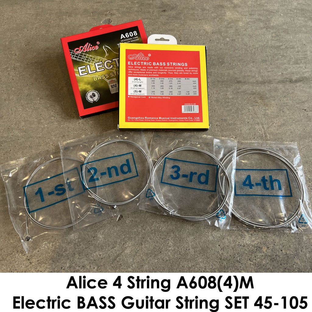 Alice A608(4) Medium 4-String Nickel Alloy Electric BASS Guitar String SET (45-105) - Reco Music Malaysia