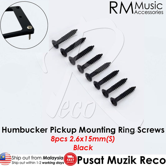 RM GF0090-BK8S Electric Guitar Humbucker Pickup Mounting Ring Screws, Black 8 Short  - Reco Music Malaysia