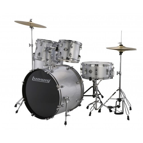 Ludwig LC17515DIR Silver Foil Accent Drive 5 Piece Drum Set | Reco Music Malaysia