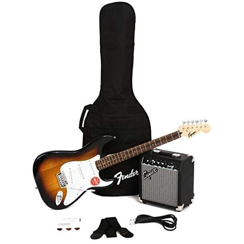 Fender Squier 0371823432 Stratocaster Electric Guitar Starter Package w/Gig Bag & Frontman 10G Amp , Brown Sunburst - Reco Music Malaysia