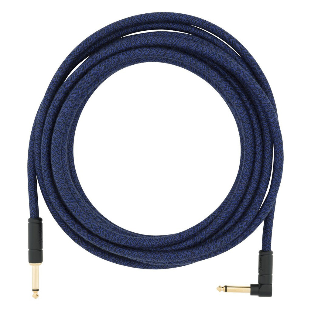 Fender 0990918073 Festival Hemp Braided Woven Straight to Right Angle Instrument Cable - 18.6ft , Blue Dream - Reco Music Malaysia