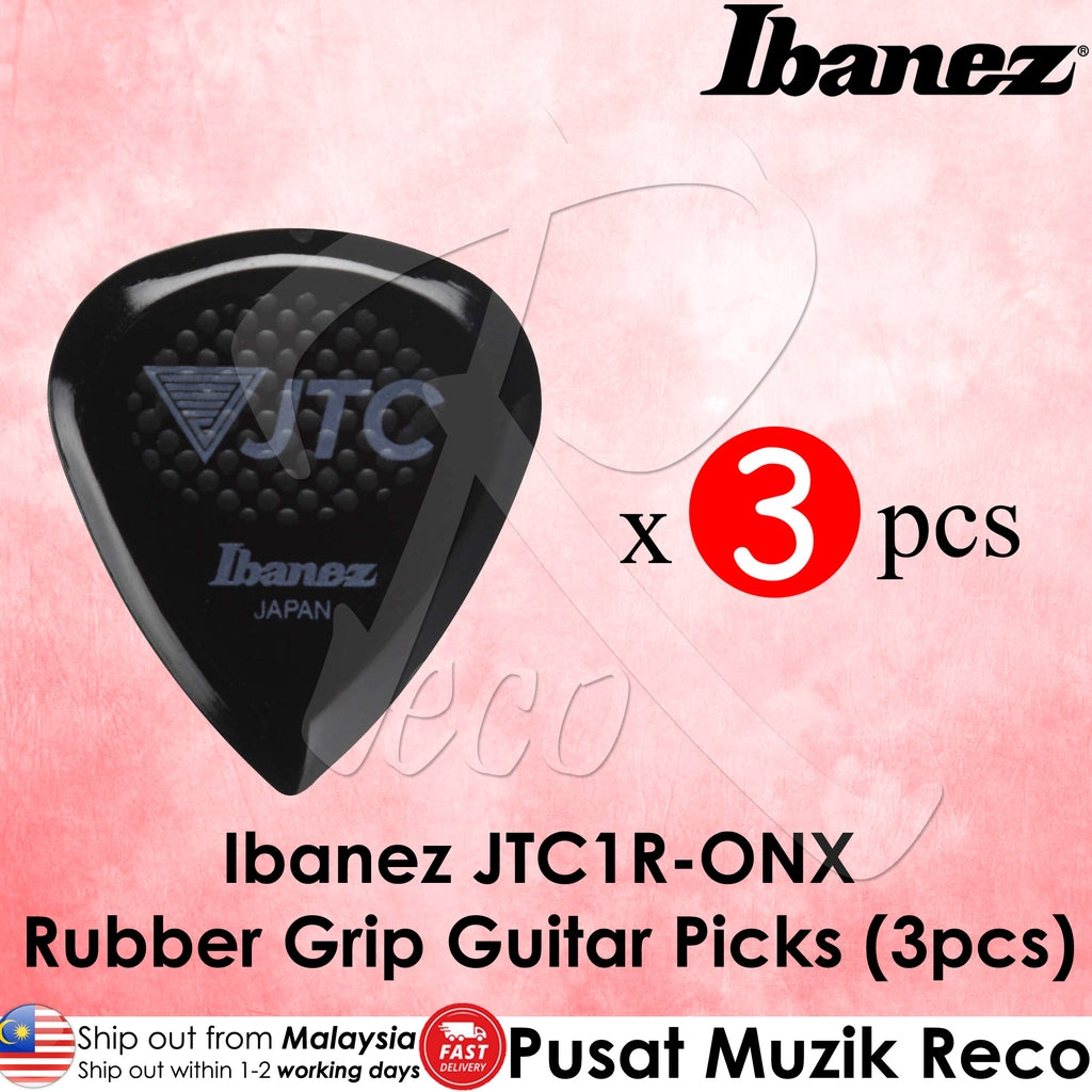 Ibanez JTC1R-ONX Onyx Black 2.5mm Rubber Grip Anti-Slip JTC Guitar Pick, Pack Of 3 - Reco Music Malaysia