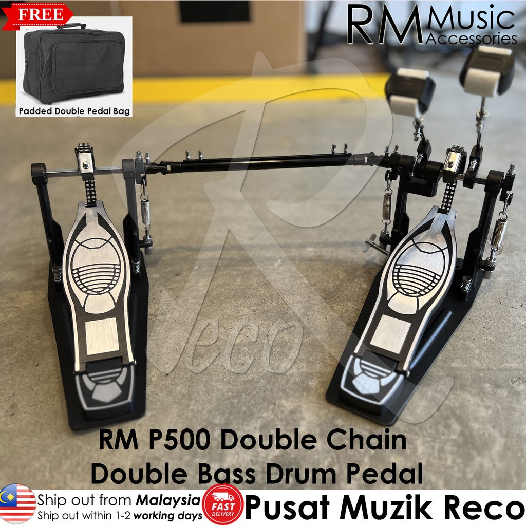 RM P500 Dual Chain Double Bass Drum Pedal FREE Padded Double Pedal Bag - Reco Music Malaysia