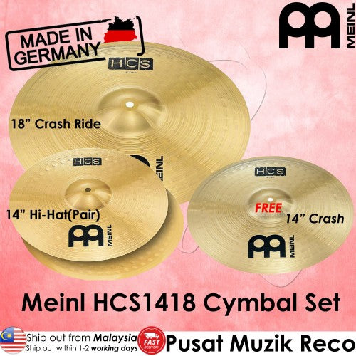 Meinl HCS1418 Basic Cymbal Set with Free 14inch Crash - Reco Music Malaysia