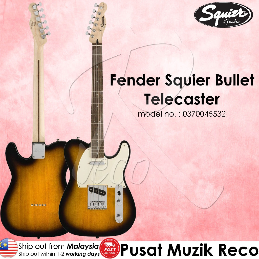 Fender Squier 0370045532 Bullet Telecaster Electric Guitar Laurel Fingerboard, Brown Sunburst - Reco Music Malaysia