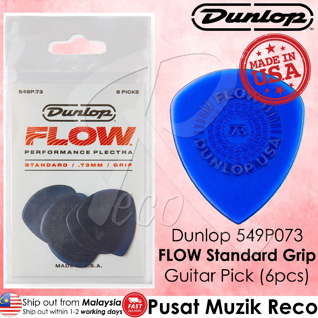 Jim Dunlop 549P073 Flow Standard Grip Guitar Pick 0.73mm Guitar Picks Player Pack - Reco Music Malaysia
