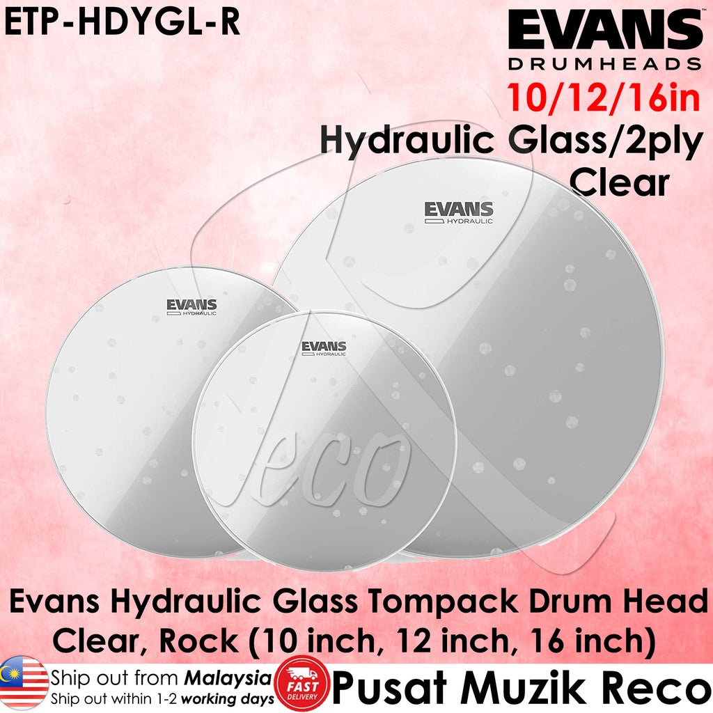 Evans Hydraulic Glass 10", 12", 16" Clear Rock Tom Pack (ETP-HDYGL-R) - Reco Music Malaysia