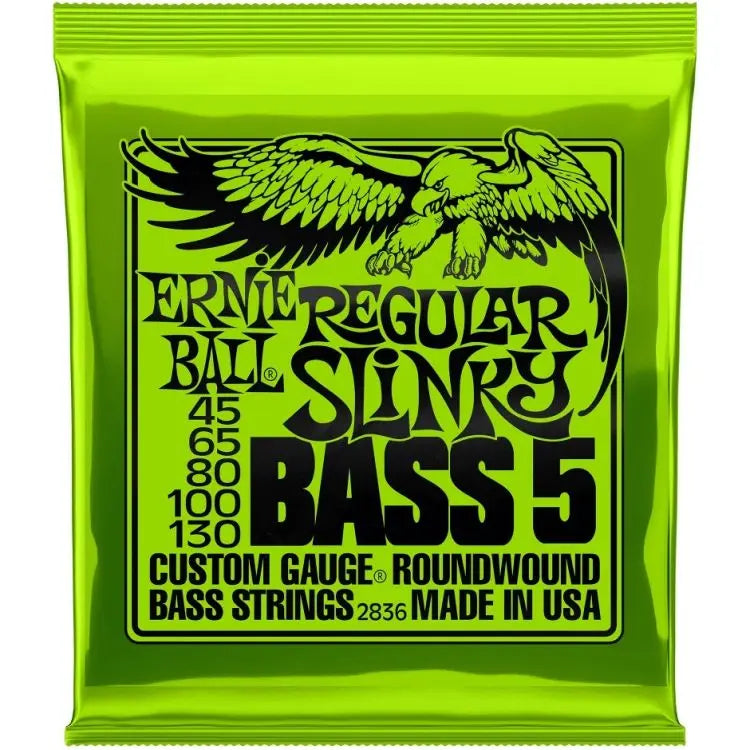 Ernie Ball 2836 Regular Slinky 5 String Nickel Wound Electric Bass Guitar String 45-130 | Reco Music Malaysia