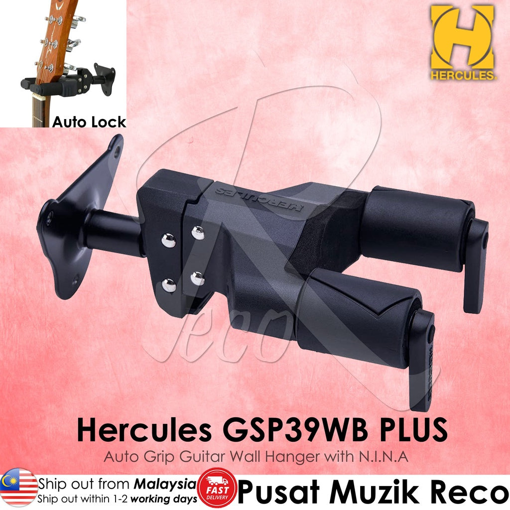 Hercules GSP39WB PLUS Auto Grip System Wall Mount Guitar Hanger - Reco Music Malaysia