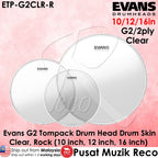 Evans ETP-G2CLR-R G2 Tompack 10in 12in 16in Clear Tom Rock Pack - Reco Music Malaysia