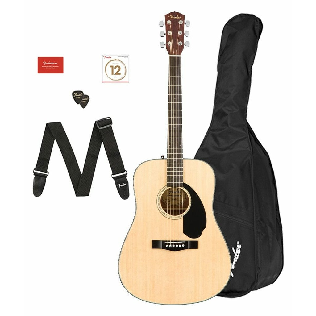 Fender CD-60S SOLID TOP Dreadnought Acoustic Guitar Pack V2 - Reco Music Malaysia