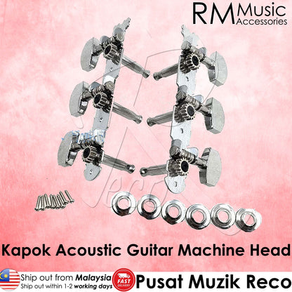 RM RKA20 Kapok Guitar Acoustic Guitar Metal Machine Head Tuning Peg Tuners 3 in Line (3+3) - Reco Music Malaysia