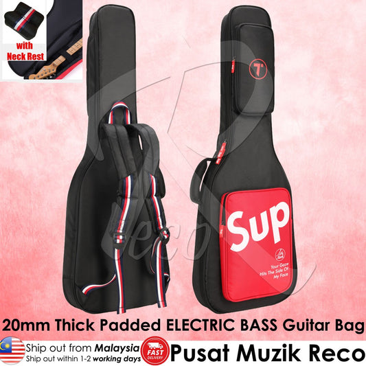 RM 20mm Thick Padded ELECTRIC BASS Guitar Bag with Neck Rest Designer Series - Reco Music Malaysia