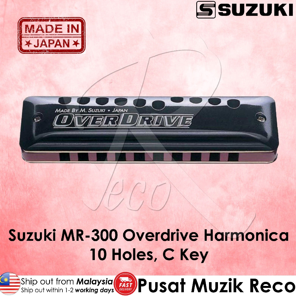 Suzuki MR-300 Overdrive C Key Professional 10 Hole Diatonic Harmonica - Reco Music Malaysia