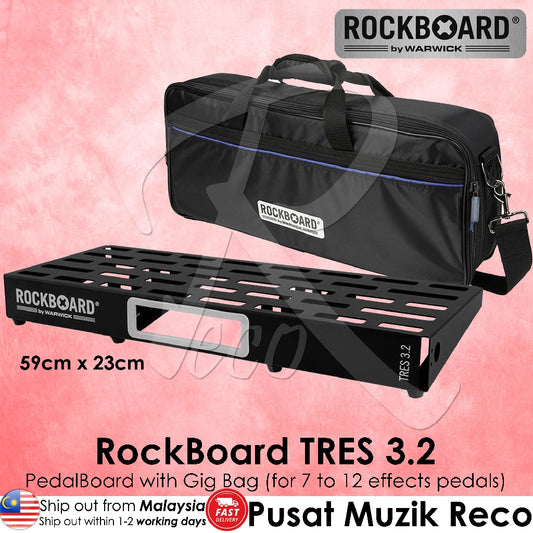 Warwick RockBoard TRES 3.2 Guitar Effect Pedalboard with Gig Bag - Reco Music Malaysia