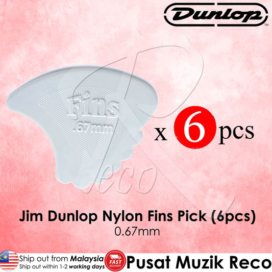 6 X Jim Dunlop Nylon Fins Guitar Pick 0.67mm - Reco Music Malaysia