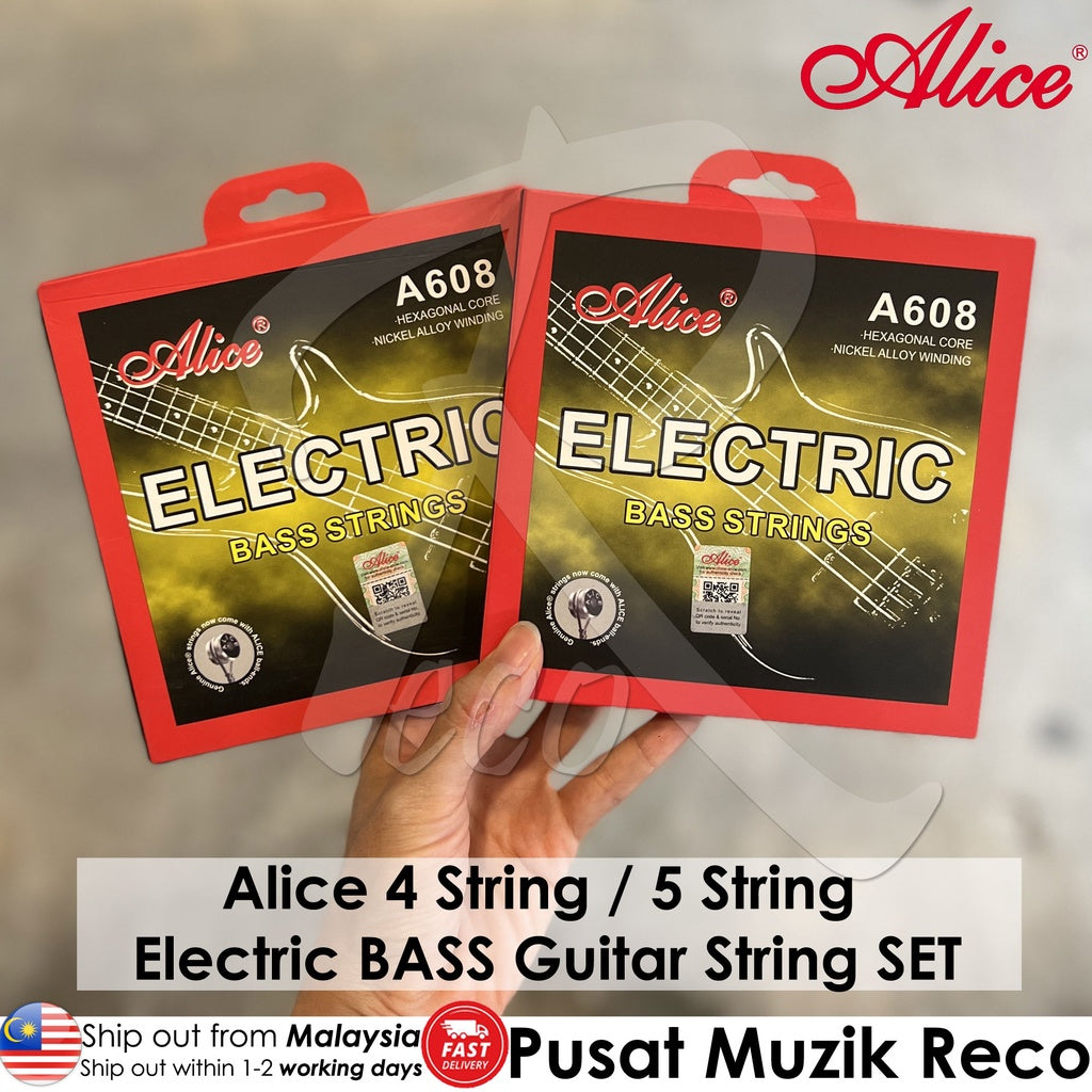 Alice A608(4) Medium 4-String Nickel Alloy Electric BASS Guitar String SET (45-105) - Reco Music Malaysia