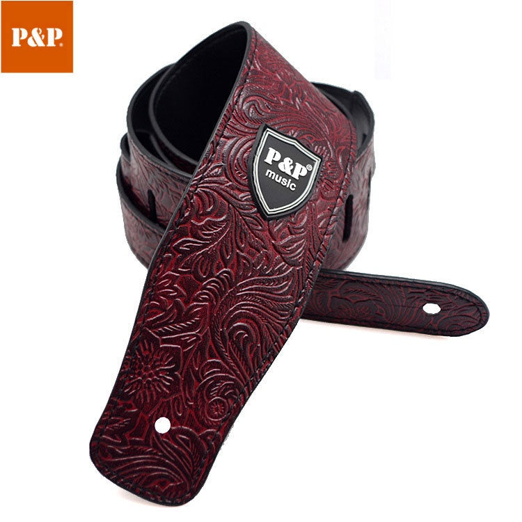 RM High Quality PU Leather Acoustic Electric Bass Guitar Leather Strap