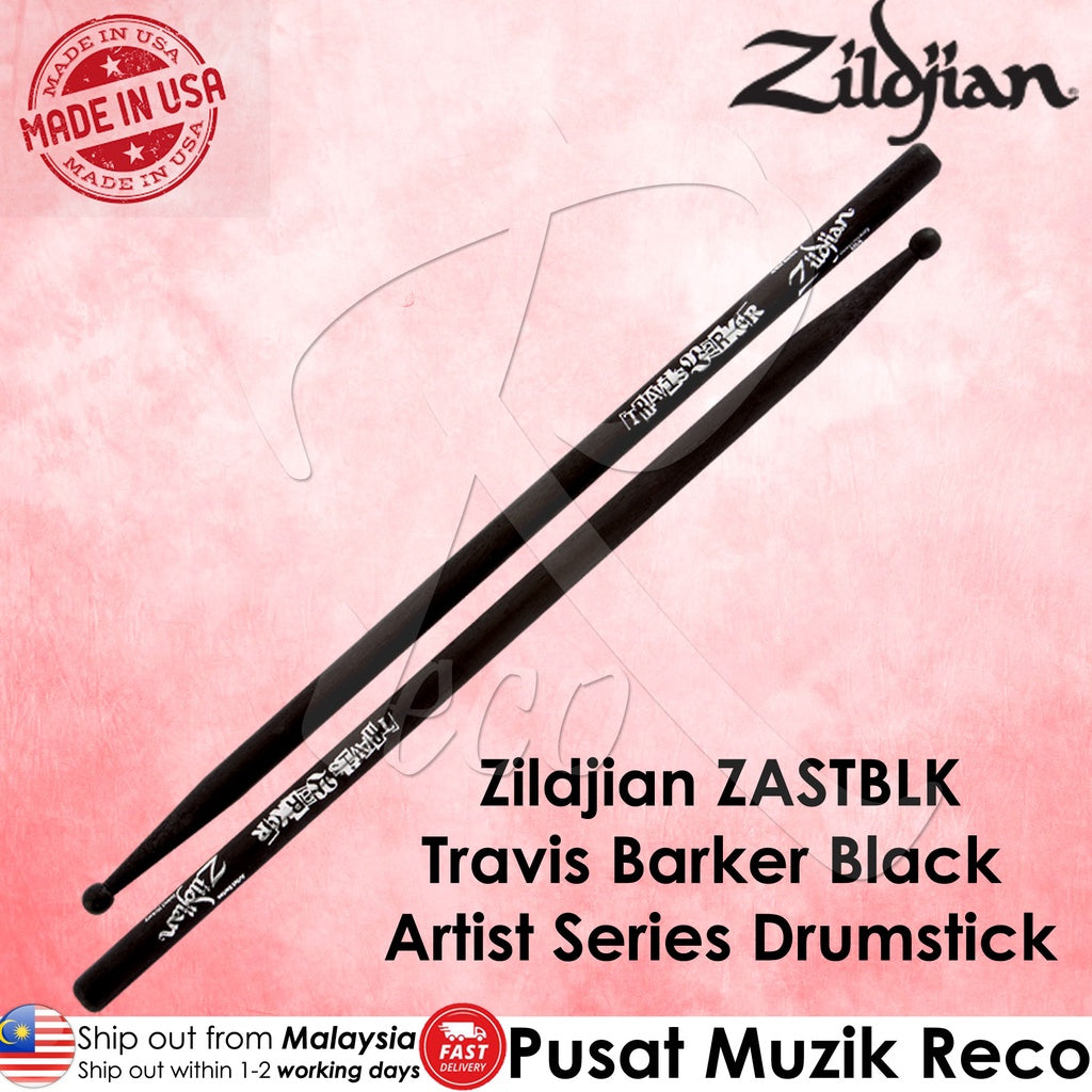 Zildjian ZASTBLK Travis Barker Artist Series Black Drumstick【MADE IN USA】- Reco Music Malaysia