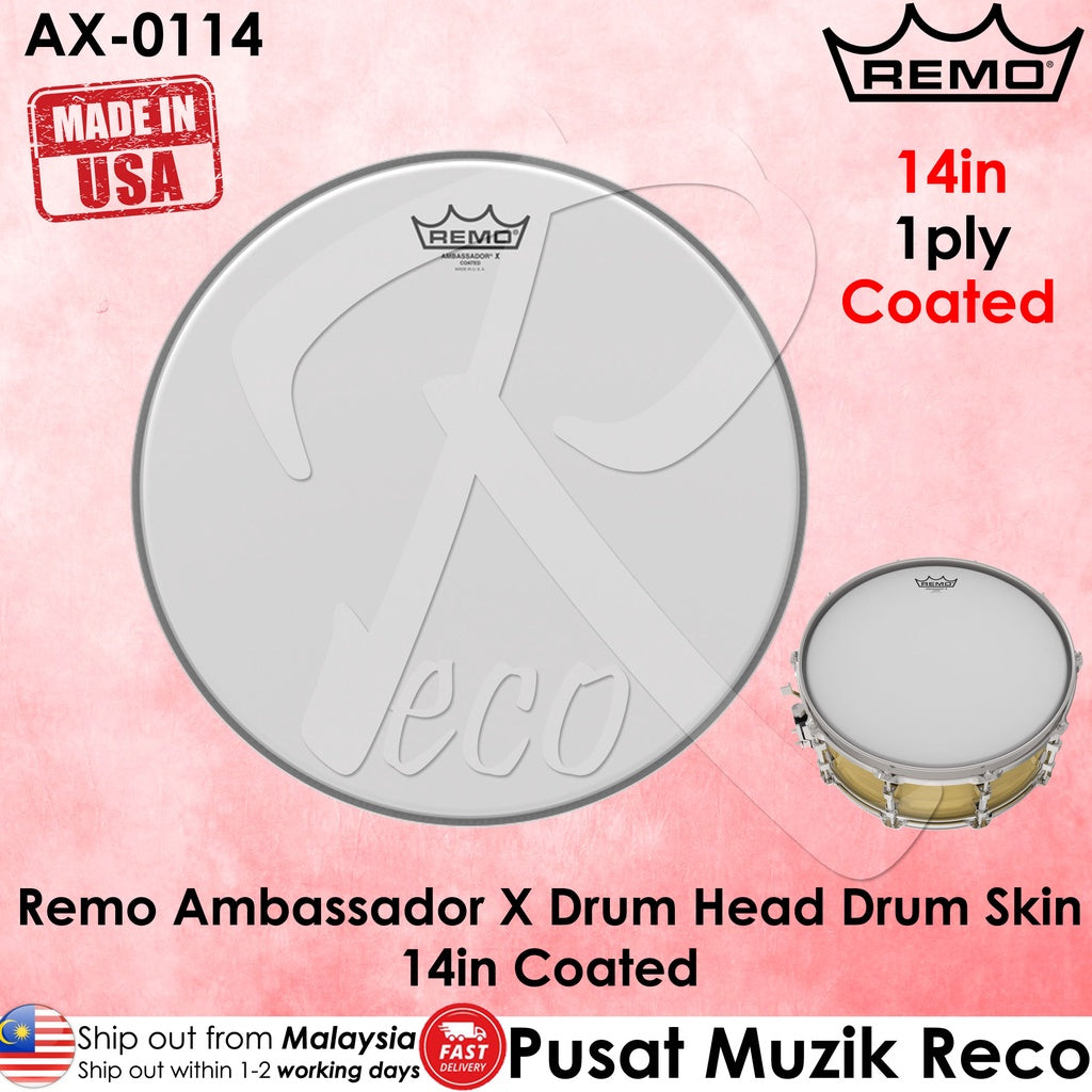 Remo AX-0114 Ambassador X 14in COATED Batter Drumhead - Reco Music Malaysia