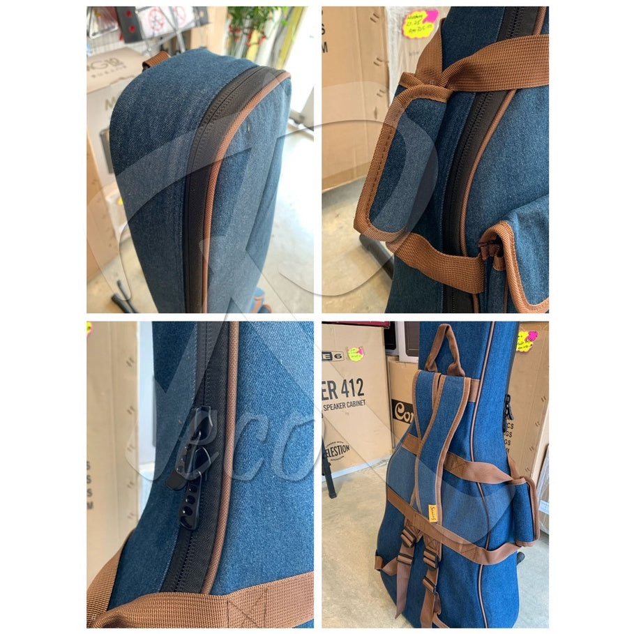 RM RAB200 20mm Denim Jeans Material Thick Padded Acoustic Guitar Bag with Neck Rest Double Shoulder Strap - Reco Music Malaysia