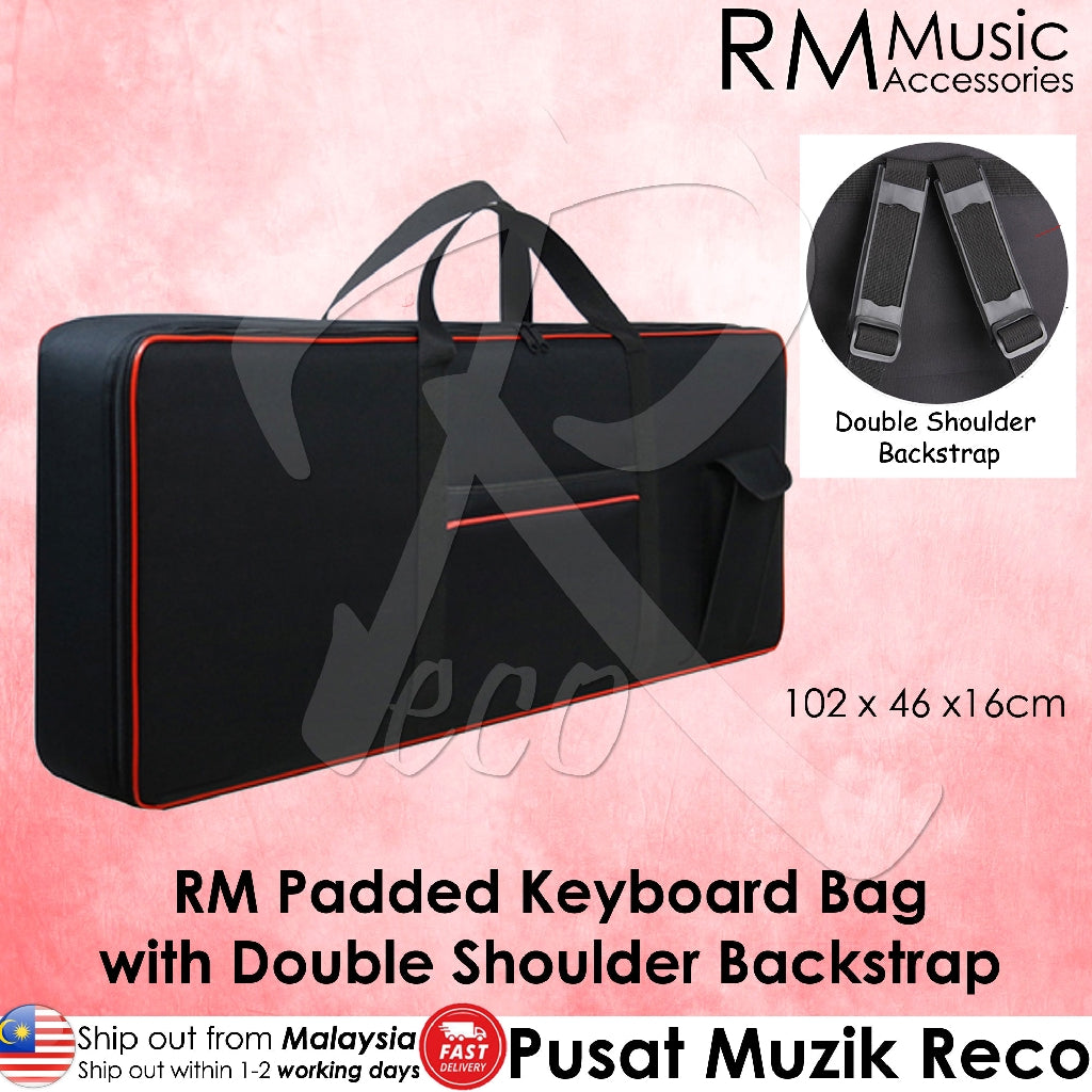 RM RKB/S 61 Keys Padded Keyboard Bag Double Shoulder Back Strap - Reco Music Malaysia
