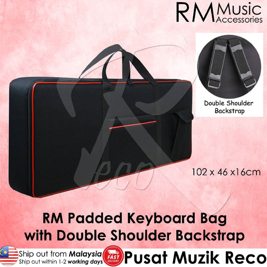 RM RKB/L 61 Keys Large Padded Keyboard Bag Double Shoulder Back Strap - Reco Music Malaysia