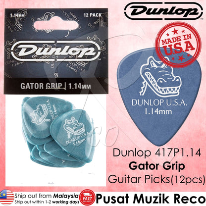 Jim Dunlop 417P1.14 Gator Grip Blue Guitar Pick 1.14mm - Reco Music Malaysia