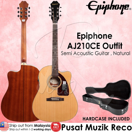 Epiphone AJ-210CE Natural Outfit Acoustic Guitar with Free Hardcase | Reco Music Malaysia