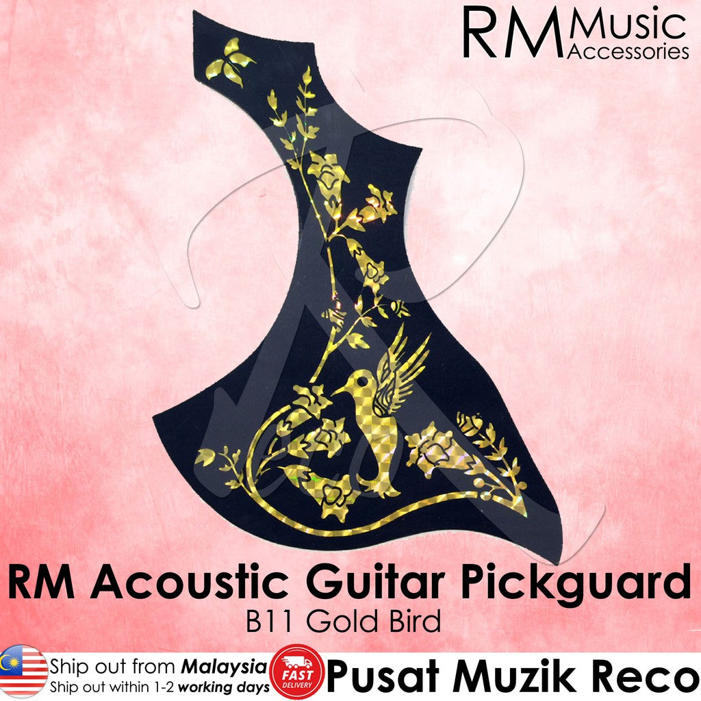 RM Acoustic Guitar Pickguard - B11 Gold Bird - Reco Music Malaysia