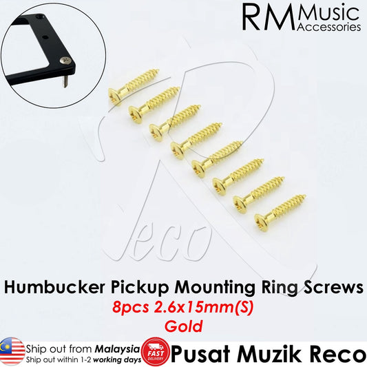 RM GF0090-GD8S Electric Guitar Humbucker Pickup Mounting Ring Screws, Gold 8 Short - Reco Music Malaysia