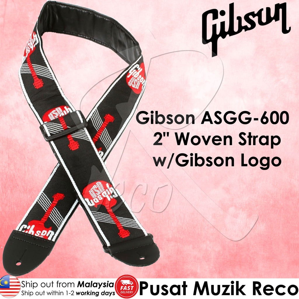 Gibson ASGG-600 2 Inch Woven Red Guitar Strap with Gibson Logo - Reco Music Malaysia