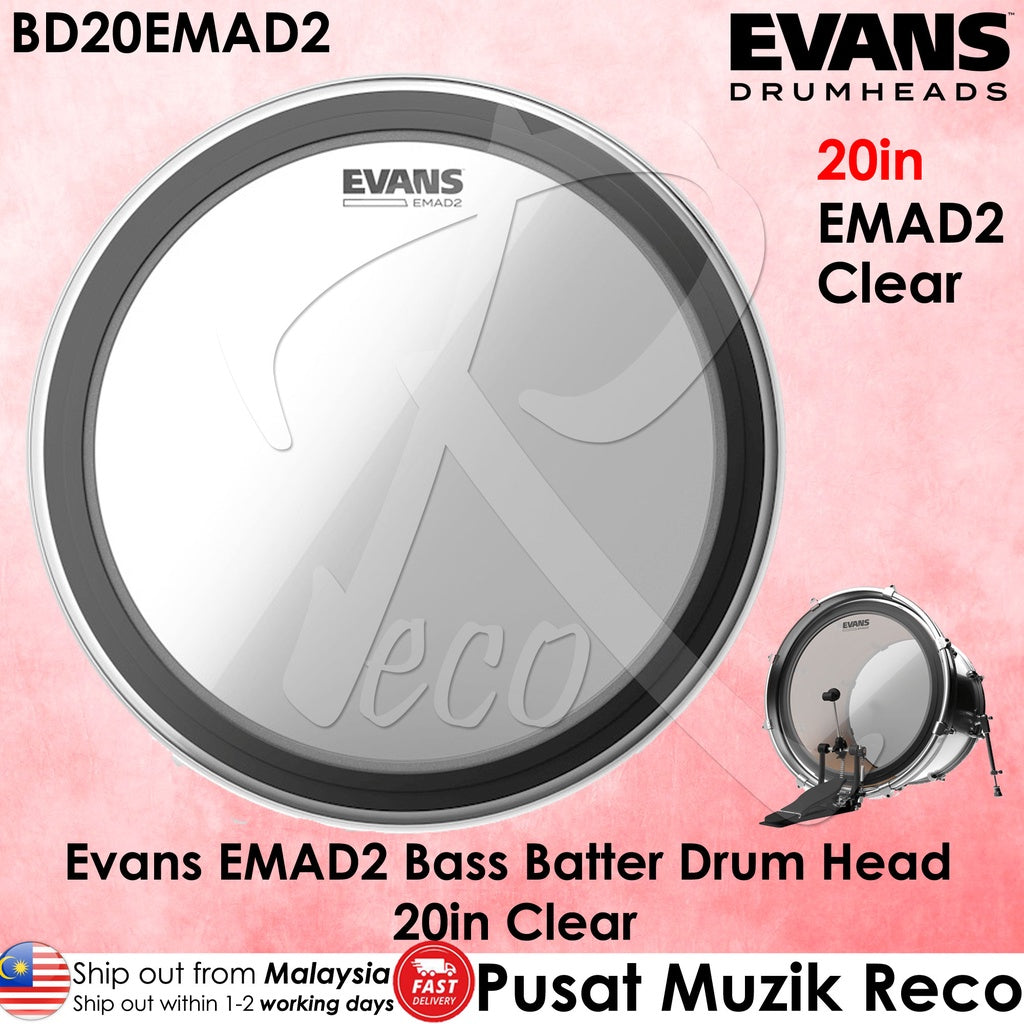Evans BD20EMAD2 20 Inch EMAD2 Clear Bass Batter Drum Head - Reco Music Malaysia
