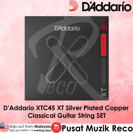 D'addario XTC45 Normal Tension XT Silver Plated Copper Classical Guitar String SET - Reco Music Malaysia