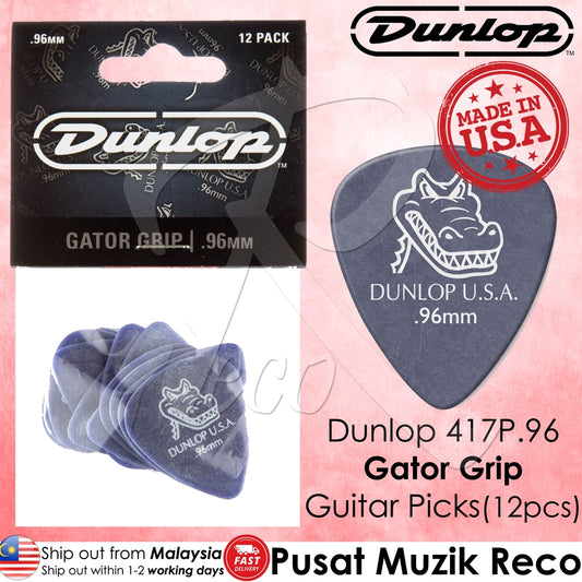 Jim Dunlop 417P096 Gator Grip Guitar Pick 0.96mm Guitar Picks Pack, Violet (12pcs) - Reco Music Malaysia